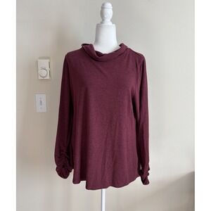 Habitat Clothing Womens Large Long Sleeve Cowl Neck Top Casual Coastal Stretch